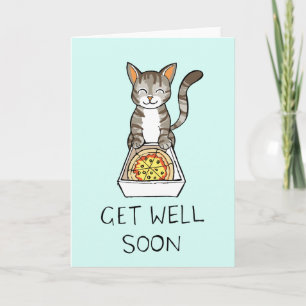 Get Well Soon Kaart met Pizza Cat