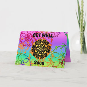 Get Well Soon Mandala in regenboogkleuren Kaart