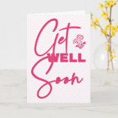 Get Well Soon Moderne Roze en Chevron Typografie Kaart (Gele Bloem)