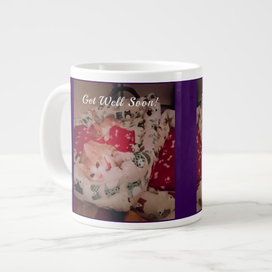 Get Well Soon!  Mug for Cat Lovers  Extra Grote Beker (Voorkant links)