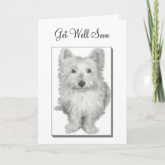 'Get Well Soon' schattige Westie hondenkaart Kaart (Voorkant)