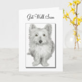 'Get Well Soon' schattige Westie hondenkaart Kaart (Gele Bloem)