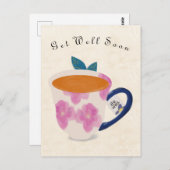 Get Well Soon Teacup Briefkaart (Voorkant / Achterkant)