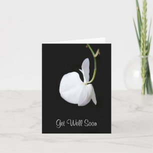 Get Well Soon White Flower Hanging on Black Kaart