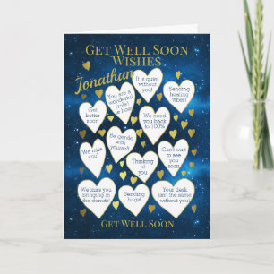 Get Well Soon Wishes Blue Kaart