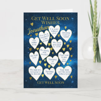 Get Well Soon Wishes Blue Kaart