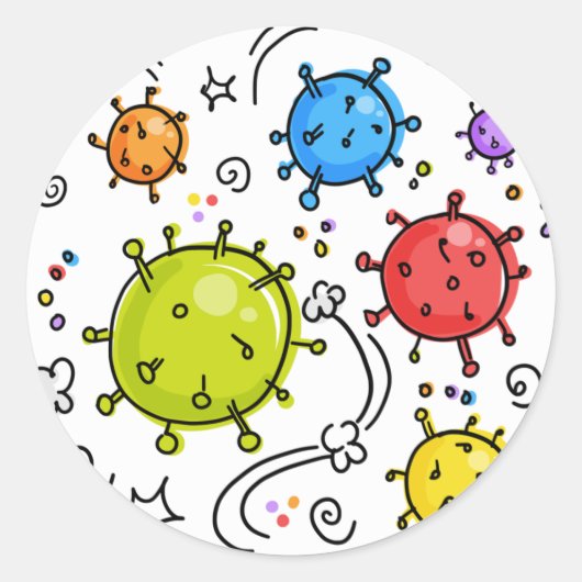 Get Well Stay Well Virus Ronde Sticker (Voorkant)