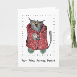 Get Well Wishes Whimsical Cosy Cat Illustratie Kaart