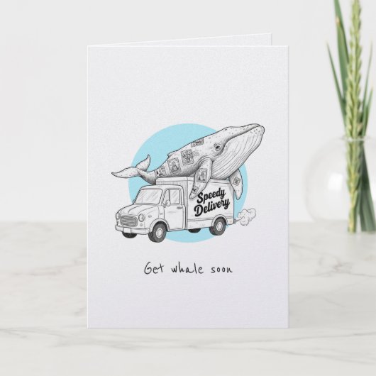 Get whale soon get well soon punny funny card kaart (Voorkant)