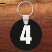 getal 4 in wit op zwarte sleutelhanger (Voorkant)