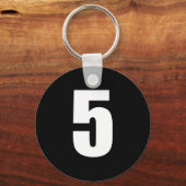 getal 5 in wit op zwarte sleutelhanger (Voorkant)