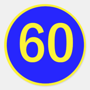getal 60 in een cirkel ronde sticker