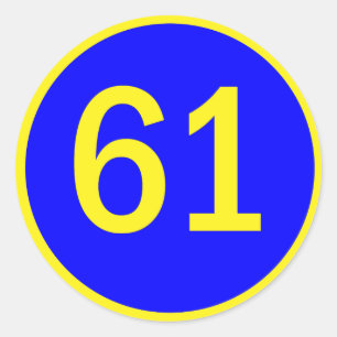 getal 61 in een cirkel ronde sticker