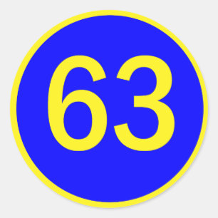 getal 63 in een cirkel ronde sticker