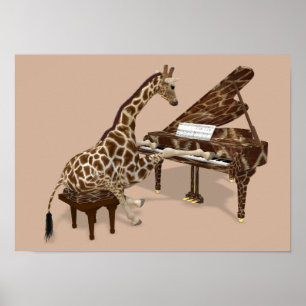 Getalenteerde Giraffe Plays Grand Piano Poster
