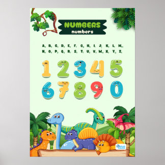 Getallen met dinosaurussen poster