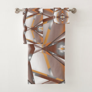 Getande rand concentrische aardetone ombre kunst bad handdoek
