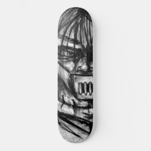 Getapte Patient in Dwangsjak Houtskool Kunst Skateboard