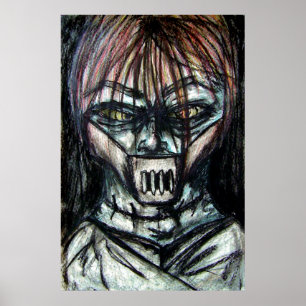 Getapte Patient in Dwangsjak Houtskoolkunst Poster
