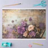 Getasterde bloemige, stoffige Paarse, groene & gou Tissuepapier (Craft)