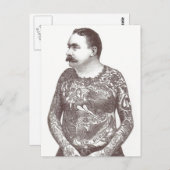 Getatoe?ërde Victoriaans Kerel met Snor Briefkaart (Voorkant / Achterkant)