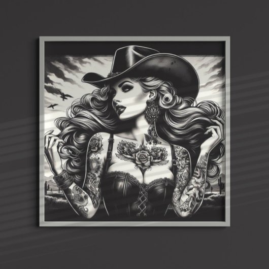 getatoeëerd cowgirl poster