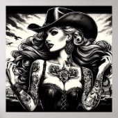 getatoeëerd cowgirl poster (Voorkant)