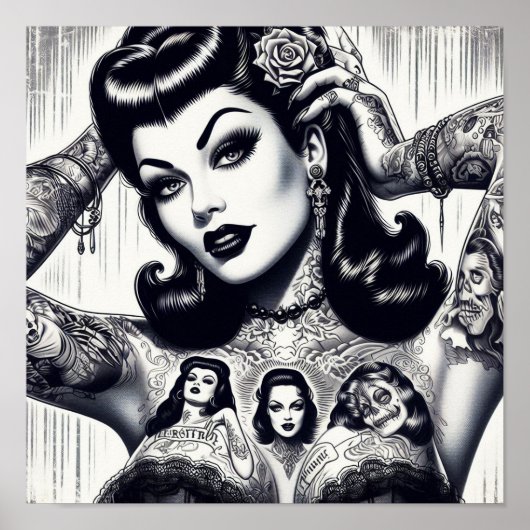 getatoeëerd Gothic meisje Poster (Voorkant)