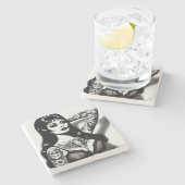  getatoeëerd Gothic meisje Stenen Onderzetter (Zijkant)