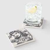  getatoeëerd Gothic meisje Stenen Onderzetter (Zijkant)