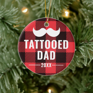 Getatoeëerd Papa Gepersonaliseerd Man van Mustache Keramisch Ornament