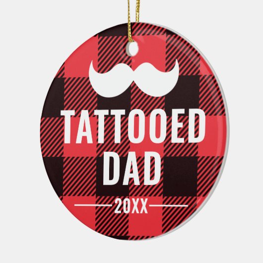 Getatoeëerd Papa Gepersonaliseerd Man van Mustache Keramisch Ornament (Links)