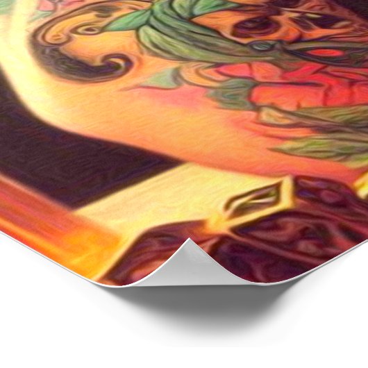 Getatoeëerd pin-up portret schilderij poster (Hoek)