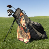 getatoeëerd plattelandsmeisje golfhanddoek (Groen)