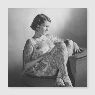 Getatoeëerd Sailor Girl B&W Magnetische Kaart