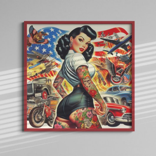 Getatoeëerde Amerikaanse Pin-Up Poster