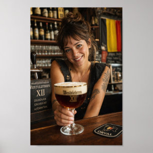 Getatoeëerde Barmeid Belgische Kroeg Poster