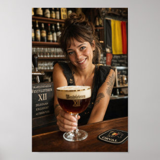 Getatoeëerde Barmeid Belgische Kroeg Poster