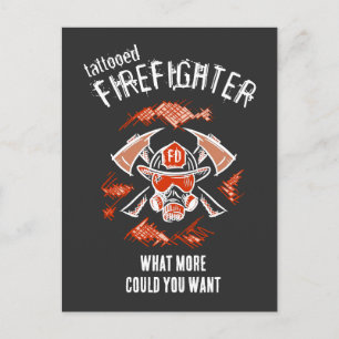 Getatoeëerde brandweerman. Wat wil je nog meer. Briefkaart
