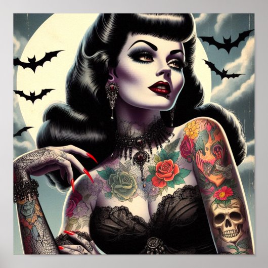 Getatoeëerde gotische vrouw poster (Voorkant)