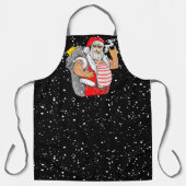 Getatoeëerde Kerstman met Rocker Hand Kerstmis Schort (Voorkant)