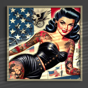  getatoeëerde lederen pin-up poster
