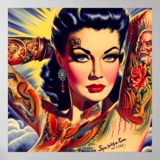 getatoeëerde pin-up poster (Voorkant)