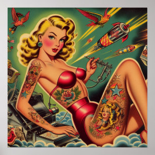  getatoeëerde pin-up poster