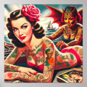 getatoeëerde pin-up poster (Voorkant)