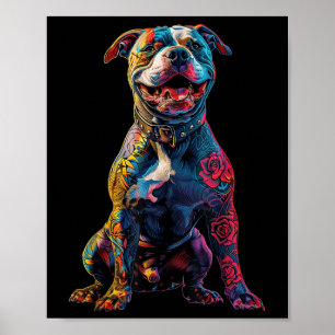 Getatoeëerde Pitbull Dog Tattoos Pitbull Getatoeëe Poster