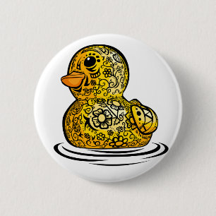 getatoeëerde rubberen eend ronde button 5,7 cm