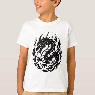 Getatoeëerde Stijl van de Opgerolde Vuurdraak T-shirt