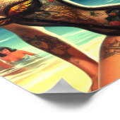 Getatoeëerde vintage strand pin-ups poster (Hoek)