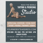 Getatoeëerde Vrouw, Tattoo & Body Piercing Studio Flyer (Voorkant)